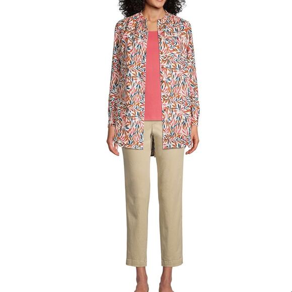 Lands' End Womens Tunic Top Size L 100% Linen Long Sleeve Pockets Resort Beach - Picture 2 of 11